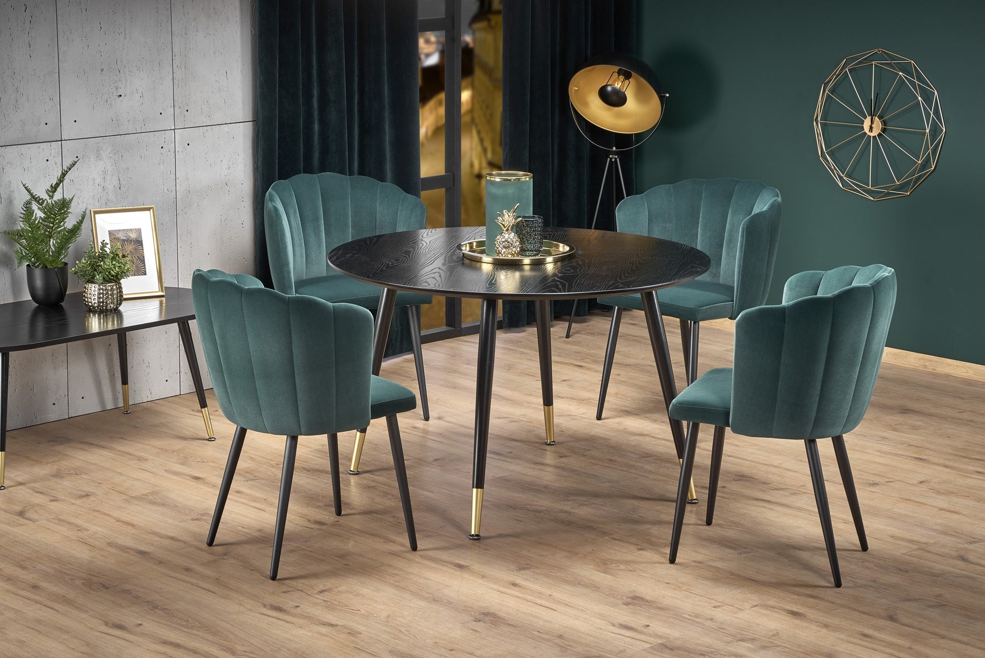 Kitchen Table East Quito | size: Length: 120cm, Width: 120cm, Height: 75cm, Diameter: 120cm | color: Black/Gold | image: 2 | variant: 1006808
