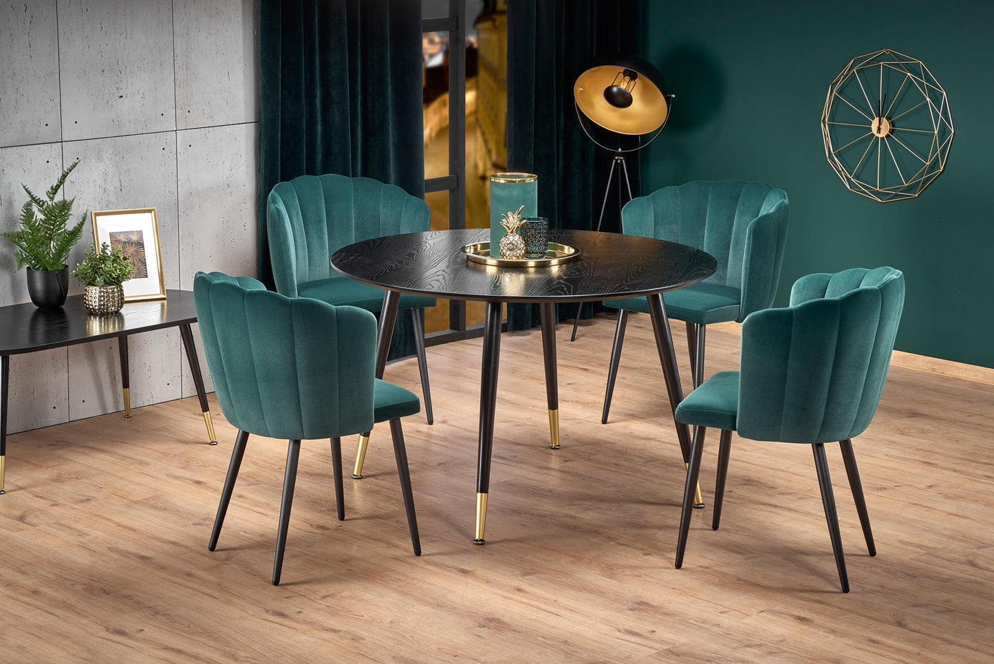 Kitchen Table East Quito | size: Length: 120cm, Width: 120cm, Height: 75cm, Diameter: 120cm | color: Black/Gold | image: 8 | variant: 1006808