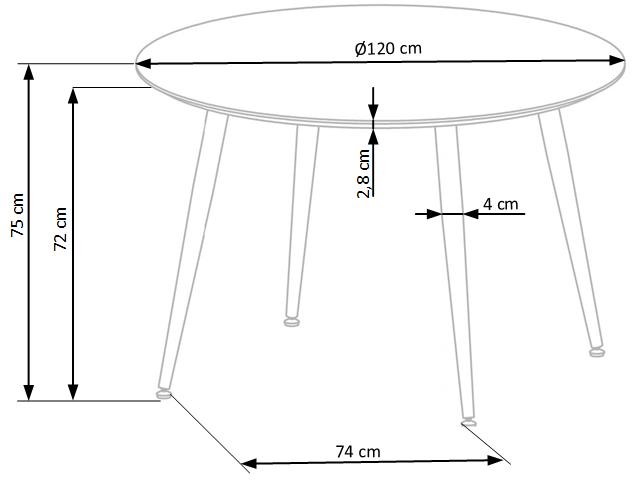 Kitchen Table East Quito | size: Length: 120cm, Width: 120cm, Height: 75cm, Diameter: 120cm | color: Black/Gold | image: 9 | variant: 1006808