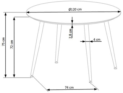 Kitchen Table East Quito | size: Length: 120cm, Width: 120cm, Height: 75cm, Diameter: 120cm | color: Black/Gold | image: 9 | variant: 1006808