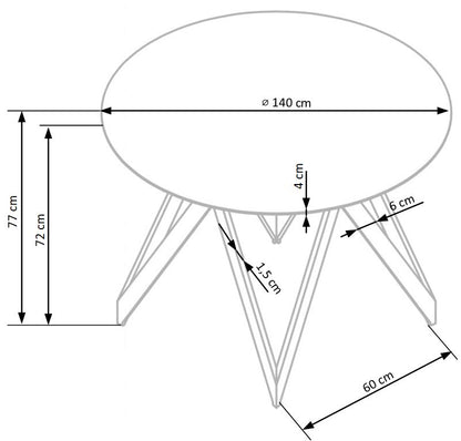 Kitchen Table East Riyadh | size: Length: 140cm, Width: 140cm, Height: 77cm, Diameter: 140cm | color: Marble/Black/Grey | image: 10 | variant: 1006851