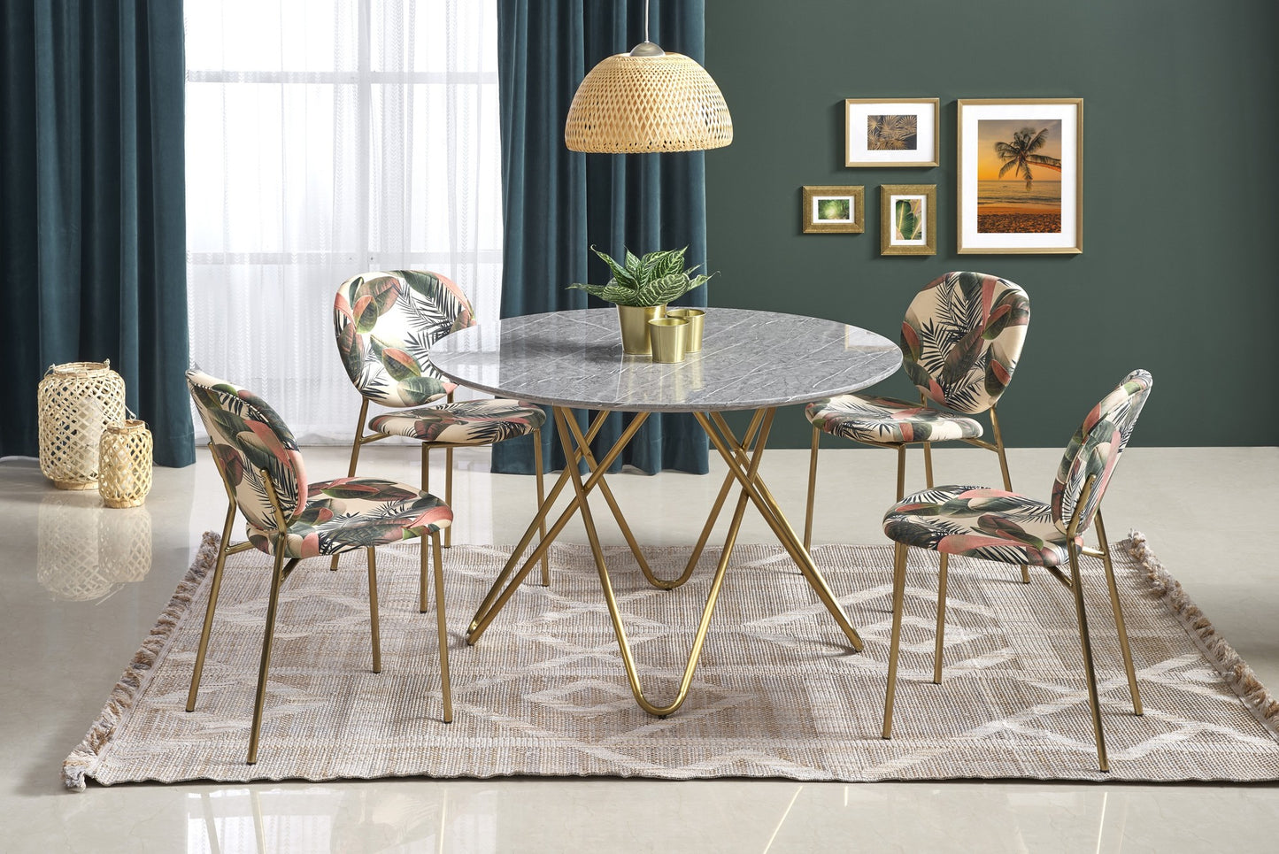 Kitchen Table East Saint Petersburg | size: Length: 120cm, Width: 120cm, Height: 76cm, Diameter: 120cm | color: Marble/Grey/Gold | image: 2 | variant: 1006812