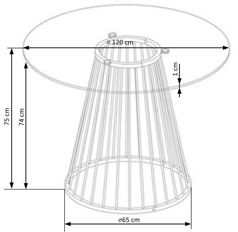 Kitchen Table East San Francisco | size: Length: 120cm, Width: 120cm, Height: 75cm, Diameter: 120cm | color: Transparent/Gold | image: 9 | variant: 1006815