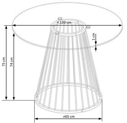 Kitchen Table East San Francisco | size: Length: 120cm, Width: 120cm, Height: 75cm, Diameter: 120cm | color: Transparent/Gold | image: 9 | variant: 1006815