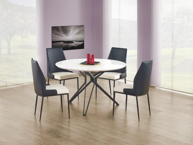 Kitchen Table East Singapore | size: Length: 120cm, Width: 120cm, Height: 76cm, Diameter: 120cm | color: White/Black | image: 2 | variant: 1006823