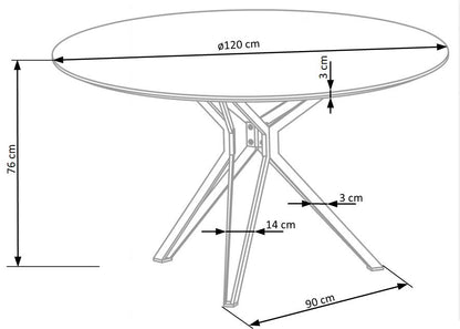 Kitchen Table East Singapore | size: Length: 120cm, Width: 120cm, Height: 76cm, Diameter: 120cm | color: White/Black | image: 5 | variant: 1006823