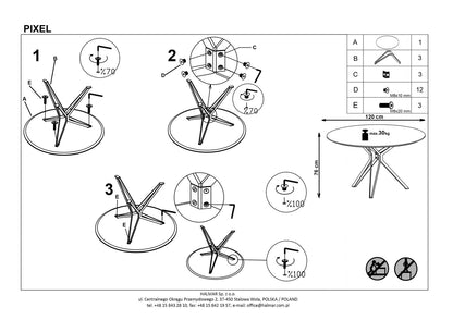 Kitchen Table East Singapore | size: Length: 120cm, Width: 120cm, Height: 76cm, Diameter: 120cm | color: White/Black | image: 6 | variant: 1006823