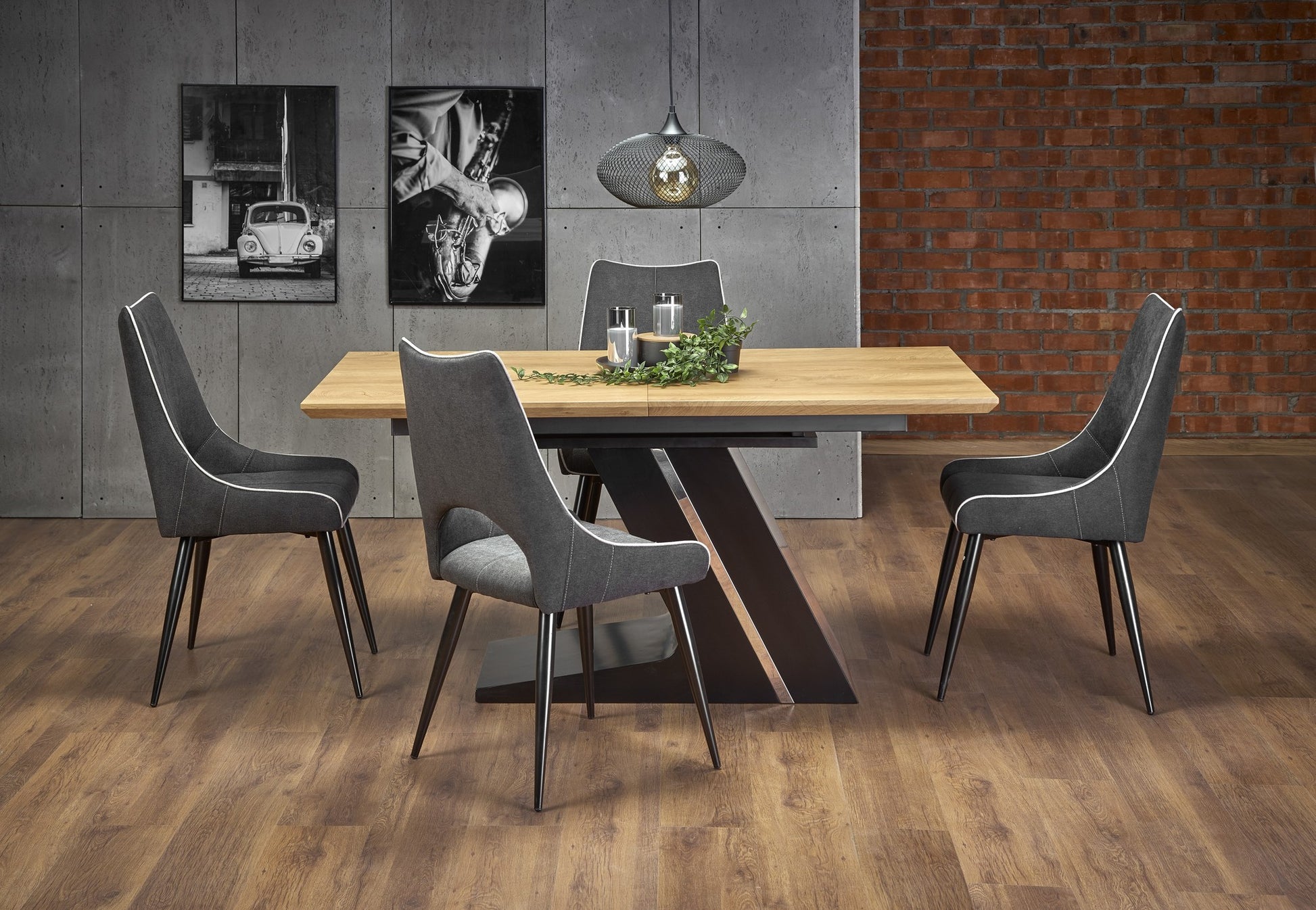 Kitchen Table East Soweto | size: Length: 90cm, Width: 220cm, Height: 75cm | color: Black/Oak | image: 3 | variant: 1006865