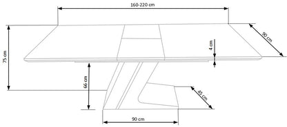 Kitchen Table East Soweto | size: Length: 90cm, Width: 220cm, Height: 75cm | color: Black/Oak | image: 9 | variant: 1006865
