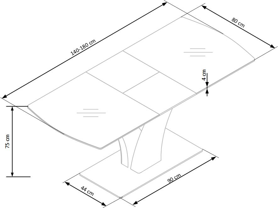 Kitchen Table East St Louis | size: Length: 80cm, Width: 180cm, Height: 75cm | color: White | image: 9 | variant: 1006862