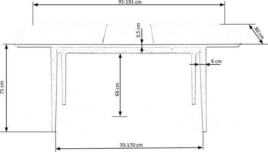 Kitchen Table East Sydney | size: Length: 80cm, Width: 190cm, Height: 75cm | color: White | image: 8 | variant: 1006824