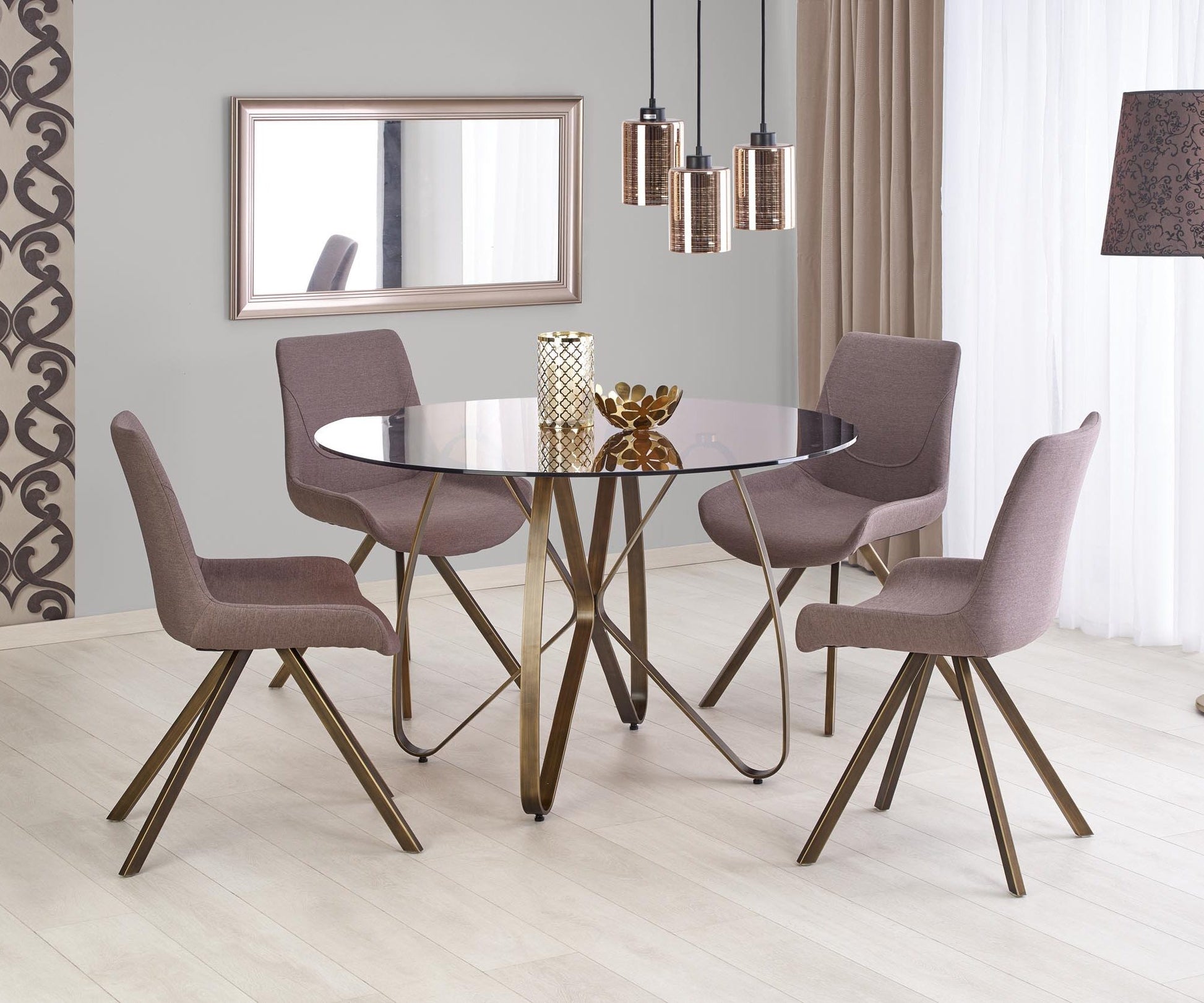 Kitchen Table East Tampa | size: Length: 120cm, Width: 120cm, Height: 76cm, Diameter: 120cm | color: Brown/Transparent | image: 5 | variant: 1006826