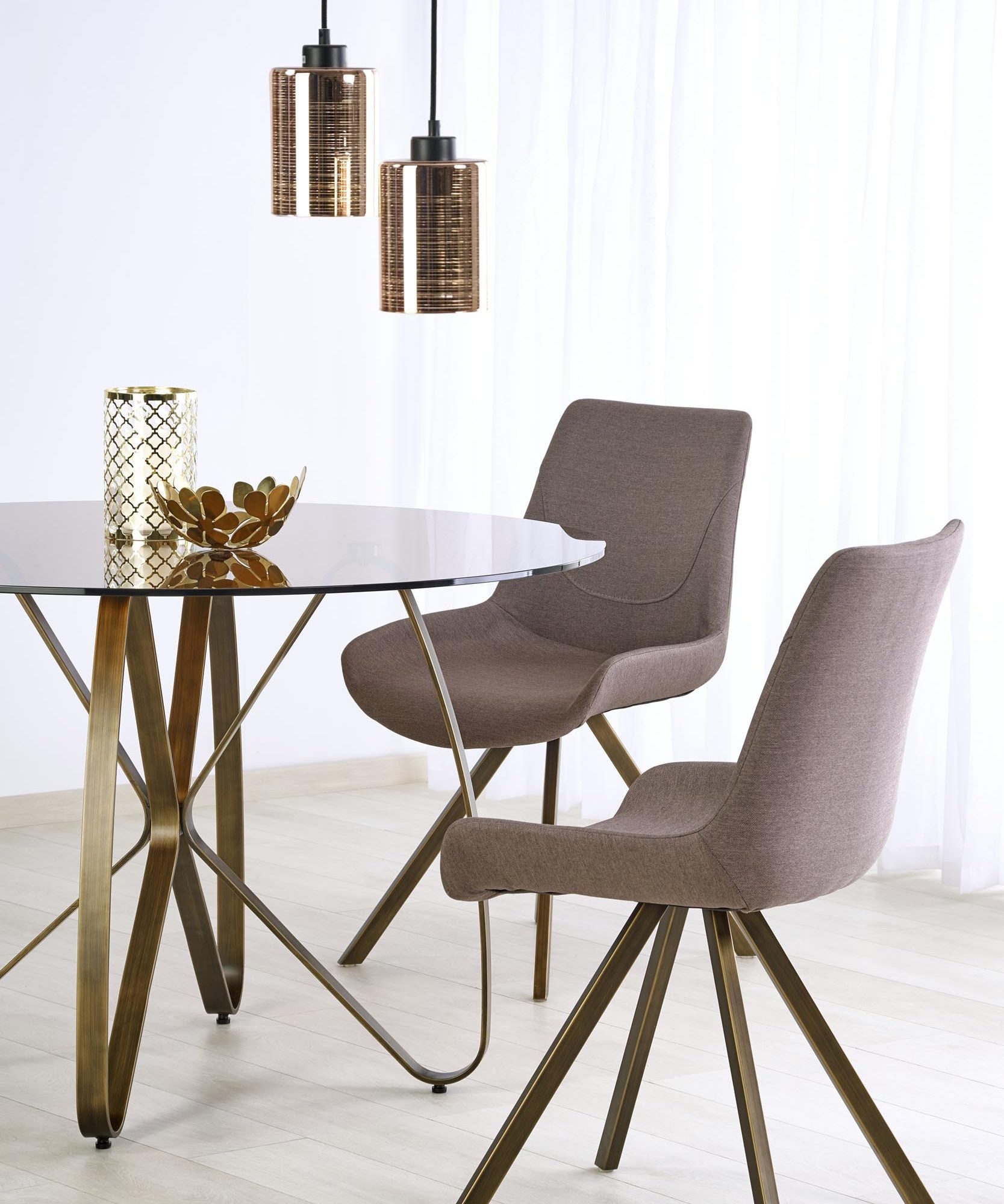 Kitchen Table East Tampa | size: Length: 120cm, Width: 120cm, Height: 76cm, Diameter: 120cm | color: Brown/Transparent | image: 6 | variant: 1006826
