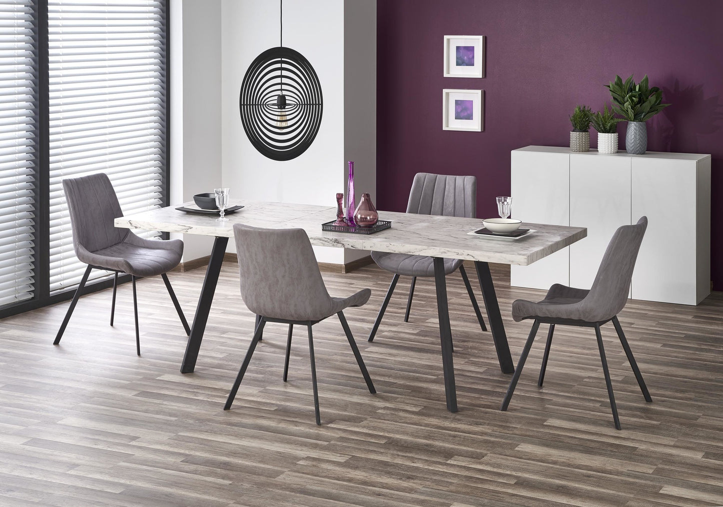 Kitchen Table East Tel Aviv | size: Length: 90cm, Width: 220cm, Height: 76cm | color: White/Marble/Black | image: 3 | variant: 1006828