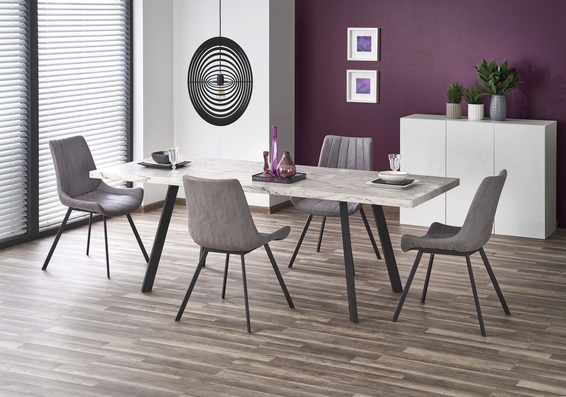 Kitchen Table East Tel Aviv | size: Length: 90cm, Width: 220cm, Height: 76cm | color: White/Marble/Black | image: 3 | variant: 1006828