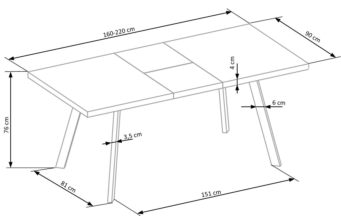 Kitchen Table East Tel Aviv | size: Length: 90cm, Width: 220cm, Height: 76cm | color: White/Marble/Black | image: 9 | variant: 1006828
