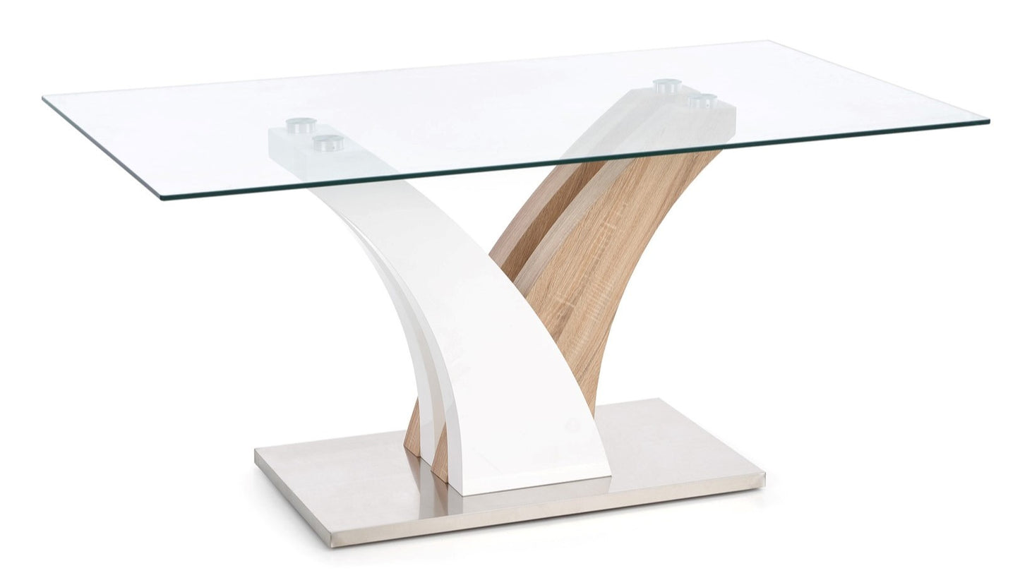 Kitchen Table East Toronto | size: Length: 90cm, Width: 160cm, Height: 76cm | color: White/Transparent/Oak | image: 1 | variant: 1006830