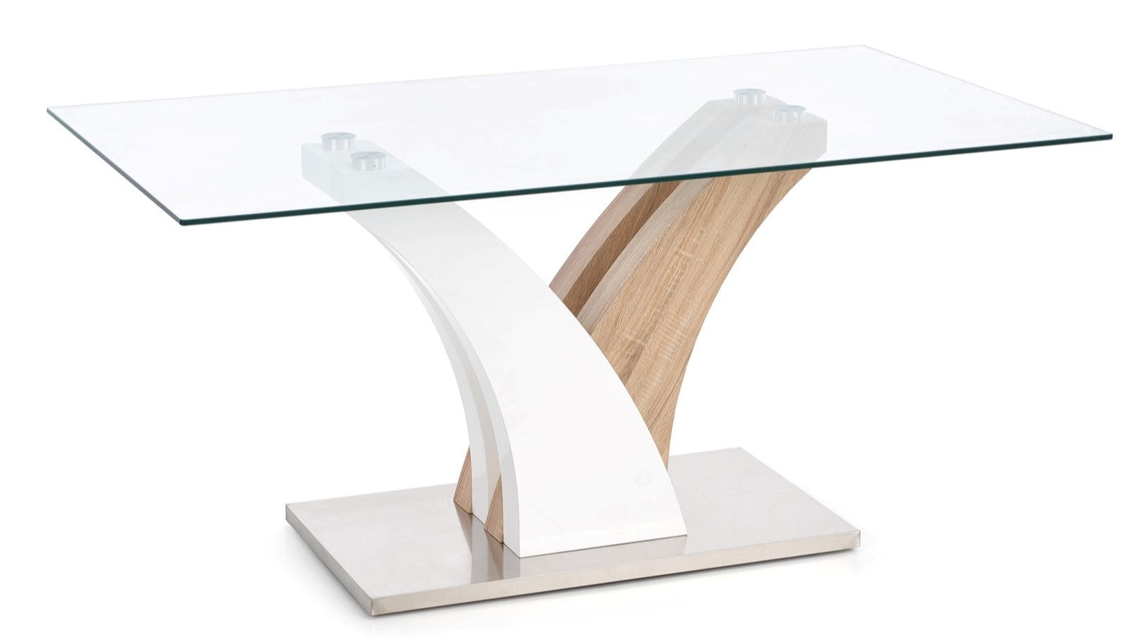 Kitchen Table East Toronto | size: Length: 90cm, Width: 160cm, Height: 76cm | color: White/Transparent/Oak | image: 1 | variant: 1006830