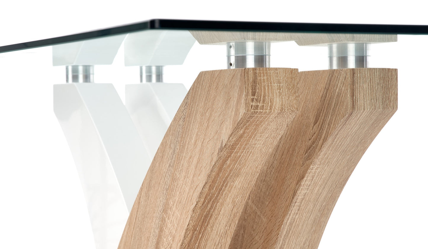 Kitchen Table East Toronto | size: Length: 90cm, Width: 160cm, Height: 76cm | color: White/Transparent/Oak | image: 3 | variant: 1006830