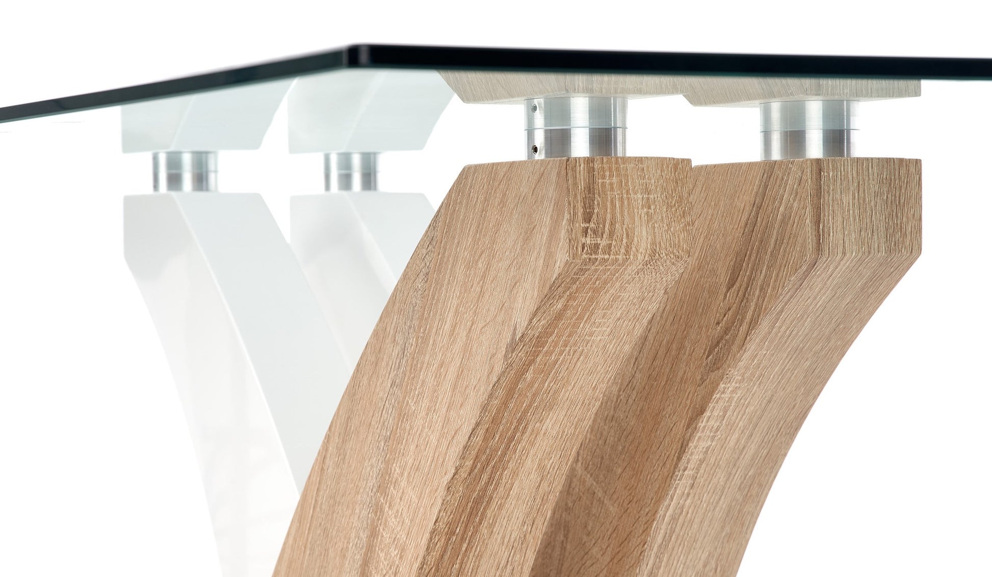 Kitchen Table East Toronto | size: Length: 90cm, Width: 160cm, Height: 76cm | color: White/Transparent/Oak | image: 3 | variant: 1006830
