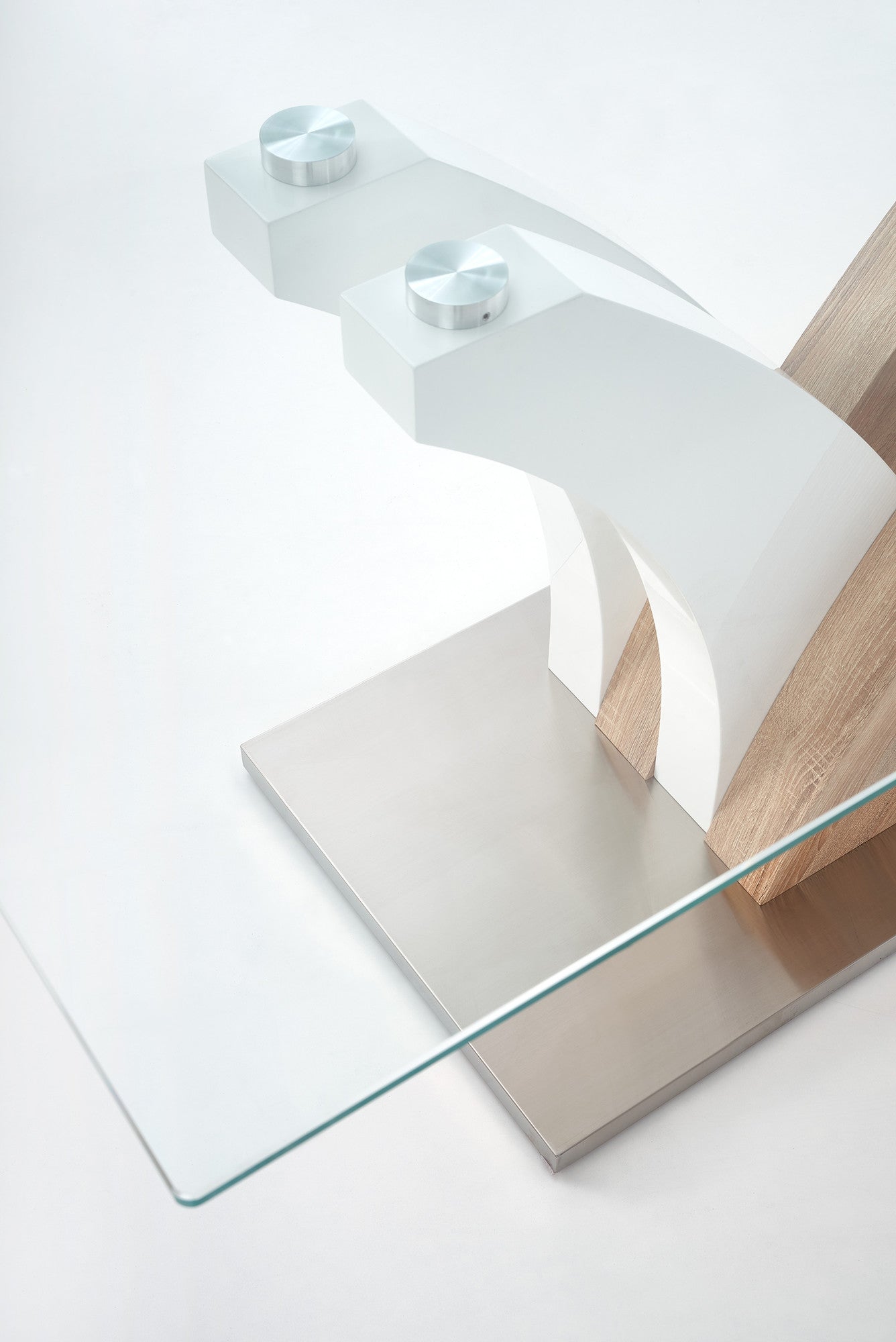 Kitchen Table East Toronto | size: Length: 90cm, Width: 160cm, Height: 76cm | color: White/Transparent/Oak | image: 4 | variant: 1006830