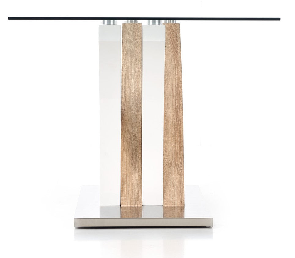 Kitchen Table East Toronto | size: Length: 90cm, Width: 160cm, Height: 76cm | color: White/Transparent/Oak | image: 5 | variant: 1006830