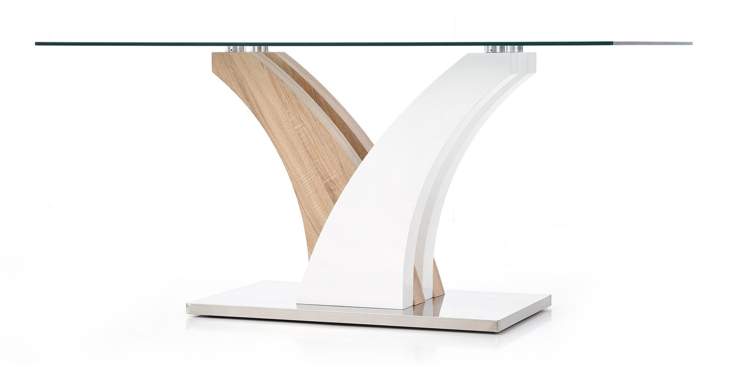 Kitchen Table East Toronto | size: Length: 90cm, Width: 160cm, Height: 76cm | color: White/Transparent/Oak | image: 8 | variant: 1006830