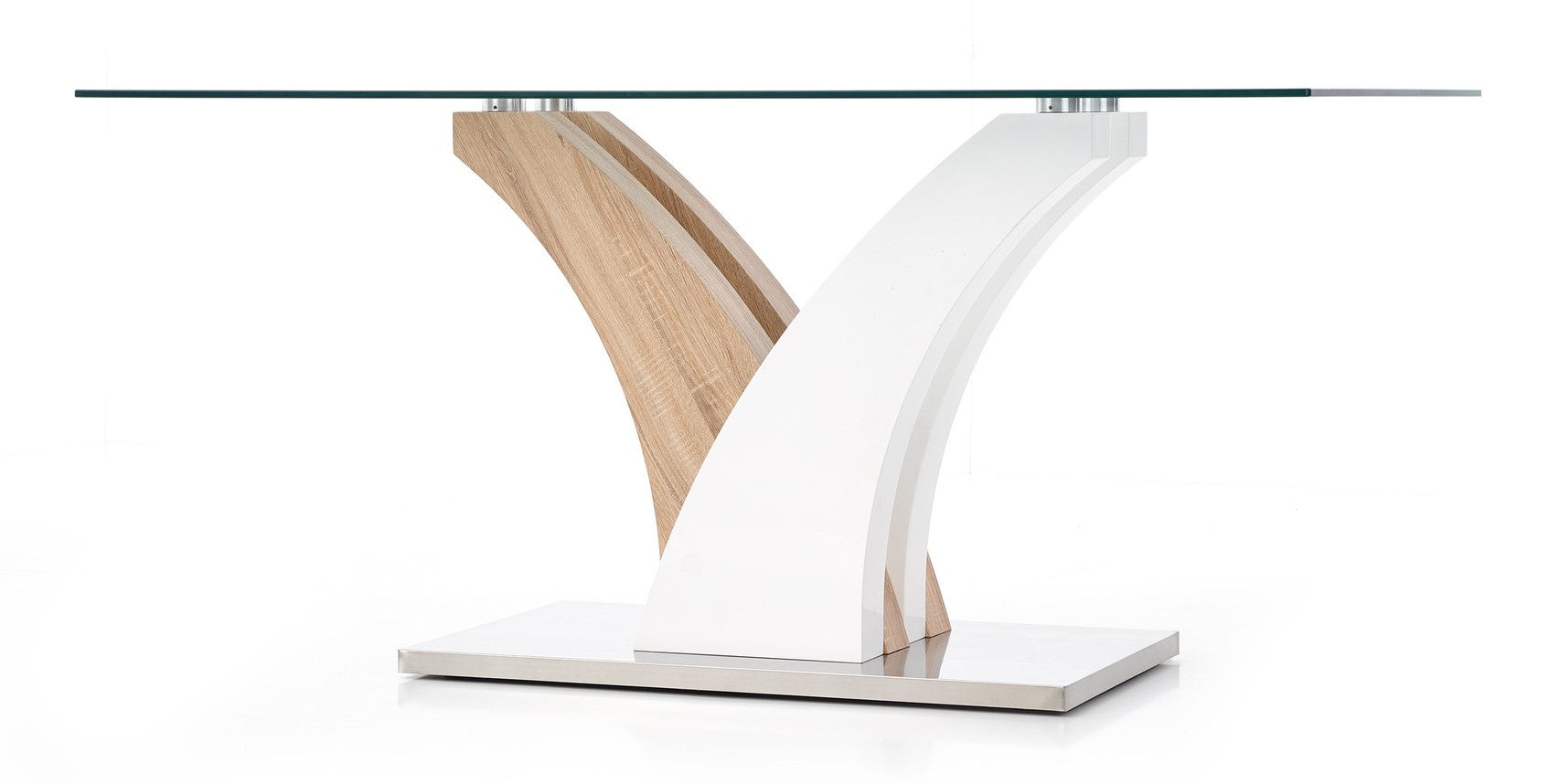 Kitchen Table East Toronto | size: Length: 90cm, Width: 160cm, Height: 76cm | color: White/Transparent/Oak | image: 8 | variant: 1006830