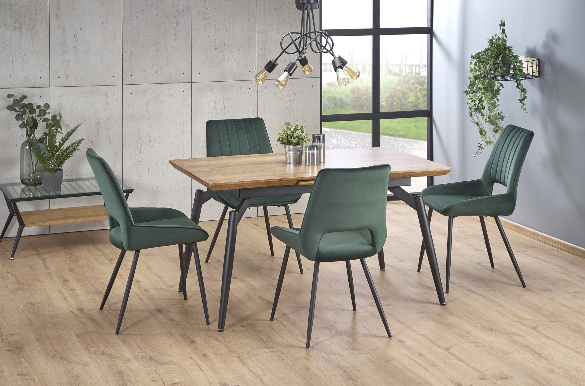 Kitchen Table East Vancouver | size: Length: 80cm, Width: 180cm, Height: 74cm | color: Black/Oak | image: 2 | variant: 1006831
