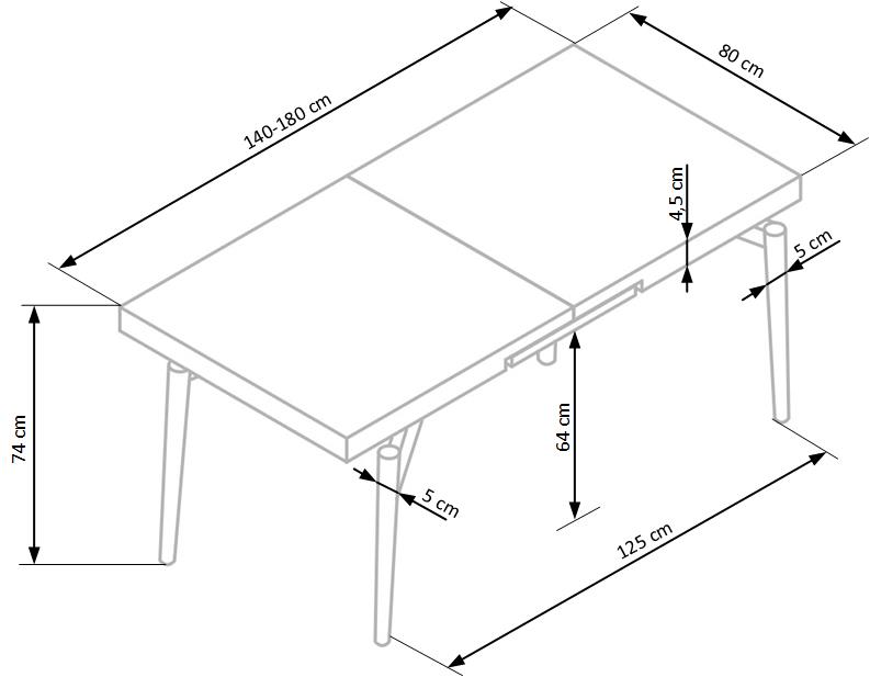 Kitchen Table East Vancouver | size: Length: 80cm, Width: 180cm, Height: 74cm | color: Black/Oak | image: 9 | variant: 1006831