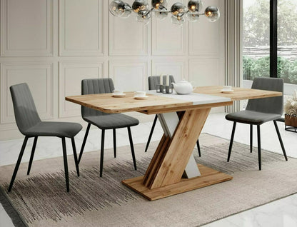 Kitchen Table Exel | size: Length: 85cm, Width: 180cm, Height: 76cm | color: White/Oak | image: 4 | variant: 1006548
