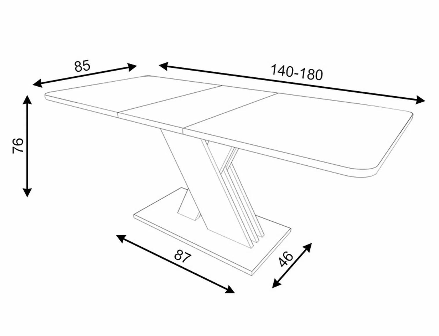 Kitchen Table Exel | size: Length: 85cm, Width: 180cm, Height: 76cm | color: White/Oak | image: 5 | variant: 1006548