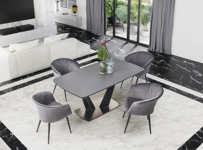 Kitchen Table Fangor | size: Length: 90cm, Width: 220cm, Height: 76cm | color: Black/Grey | image: 6 | variant: 1012349