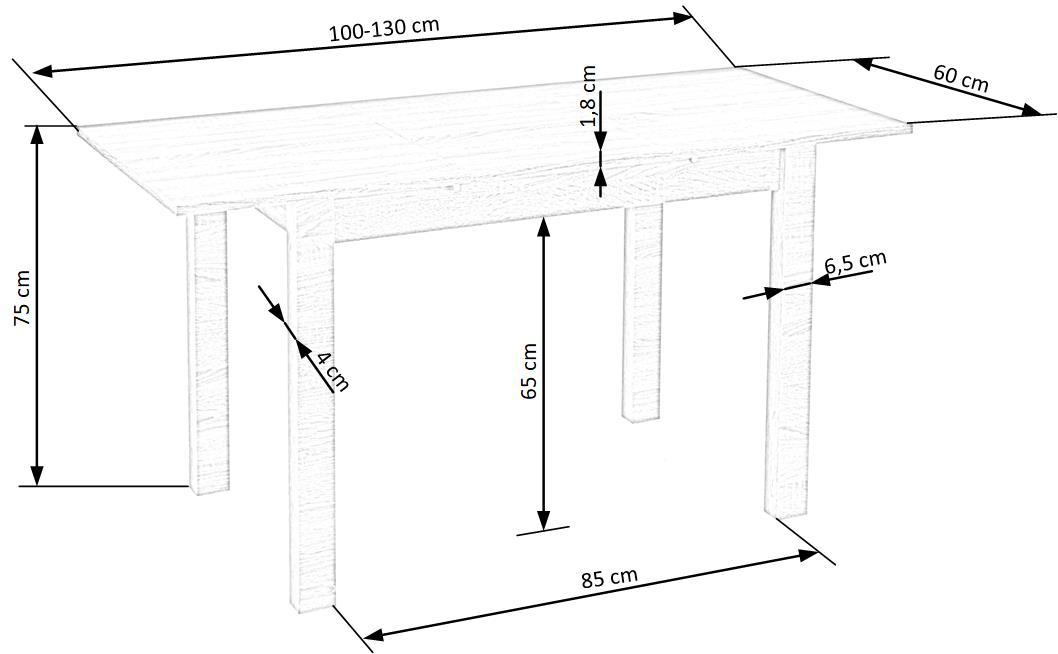 Kitchen Table Gino | size: Length: 60cm, Width: 135cm, Height: 75cm | color: Oak | image: 10 | variant: 1006366