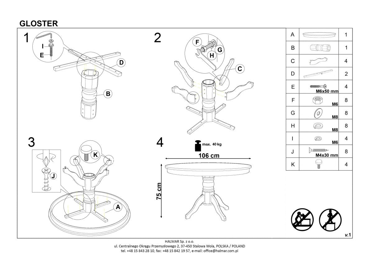 Kitchen Table Gloster | size: Length: 106cm, Width: 106cm, Height: 75cm, Diameter: 106cm | color: White | image: 9 | variant: 1011218