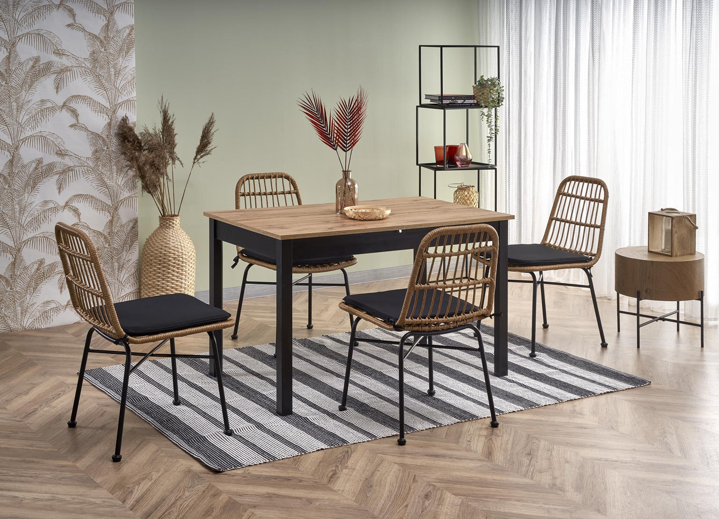 Kitchen Table Greg | size: Length: 74cm, Width: 168cm, Height: 75cm | color: Black/Oak | image: 5 | variant: 1012351