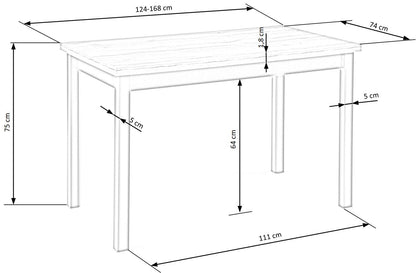 Kitchen Table Greg | size: Length: 74cm, Width: 168cm, Height: 75cm | color: Black/Oak | image: 9 | variant: 1012351