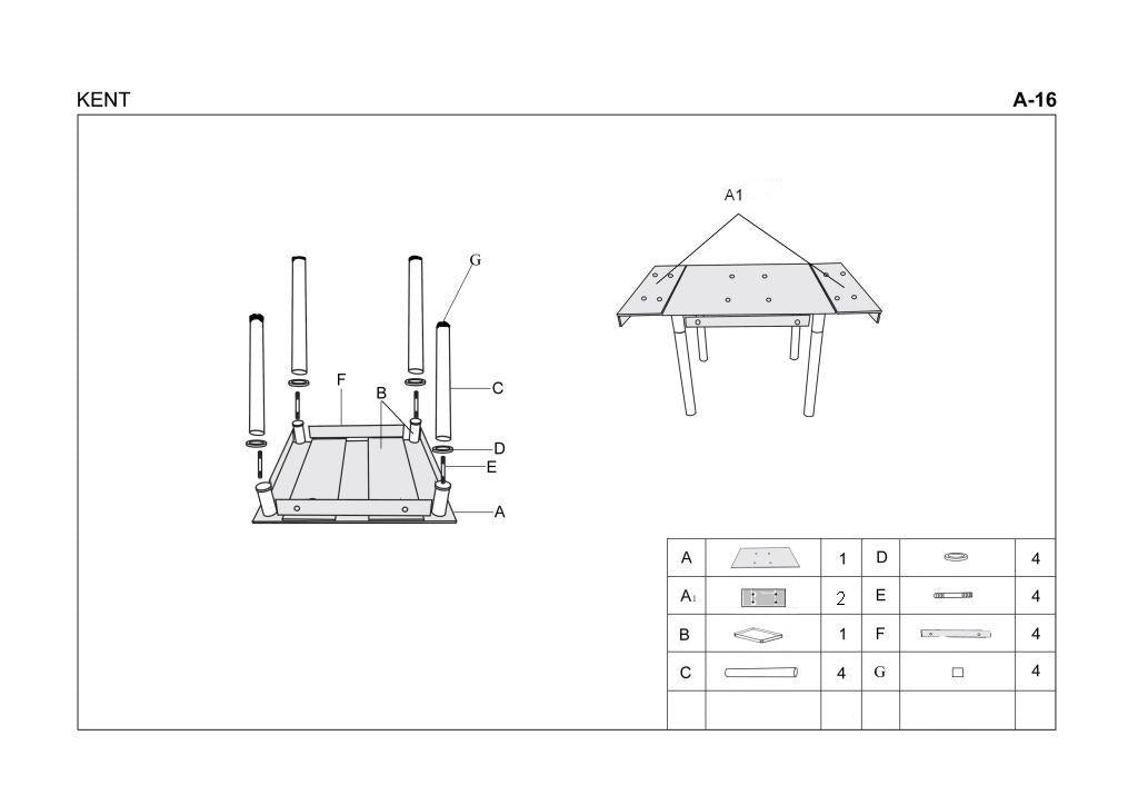 Kitchen Table Kent | size: Length: 80cm, Width: 130cm, Height: 76cm | color: Black | image: 6 | variant: 1006431