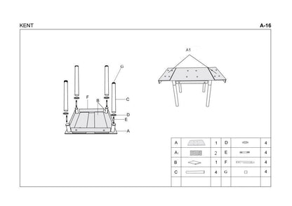 Kitchen Table Kent | size: Length: 80cm, Width: 130cm, Height: 76cm | color: Black | image: 6 | variant: 1006431