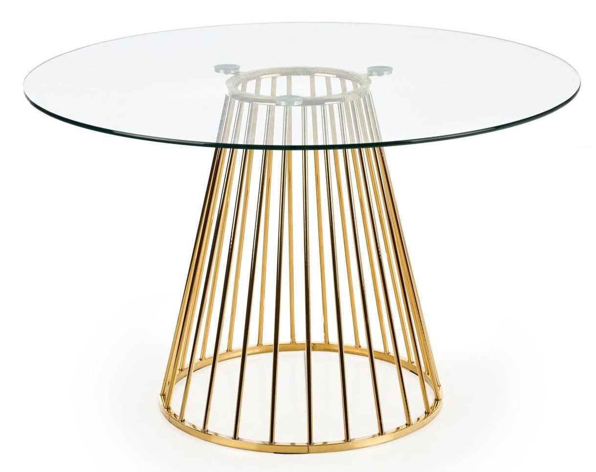 Kitchen Table Liverpool | size: Length: 120cm, Width: 120cm, Height: 75cm, Diameter: 120cm | color: Transparent/Gold | image: 1 | variant: 1011239