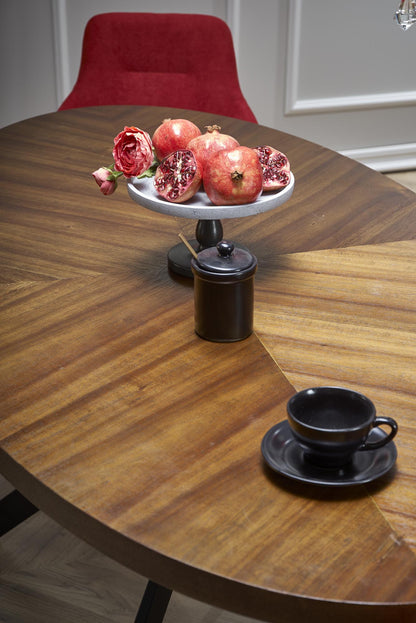 Kitchen Table Locarno | size: Length: 90cm, Width: 170cm, Height: 75cm | color: Black/Walnut | image: 3 | variant: 1012577