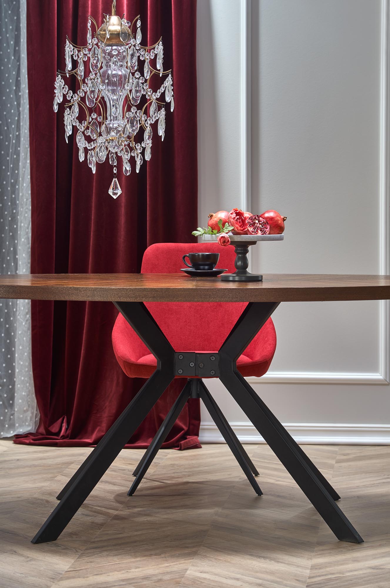 Kitchen Table Locarno | size: Length: 90cm, Width: 170cm, Height: 75cm | color: Black/Walnut | image: 4 | variant: 1012577