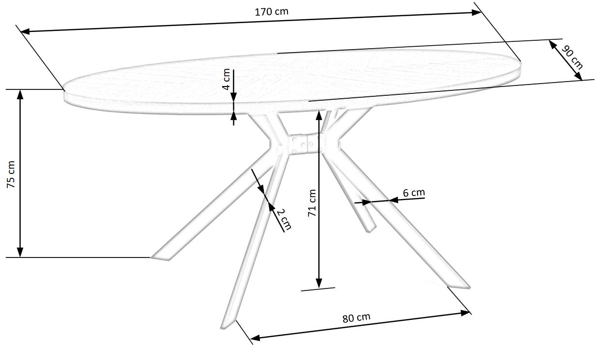 Kitchen Table Locarno | size: Length: 90cm, Width: 170cm, Height: 75cm | color: Black/Walnut | image: 9 | variant: 1012577