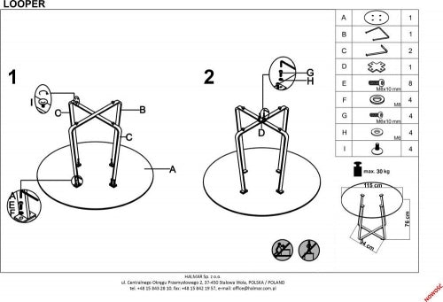Kitchen Table Looper 2 | size: Length: 120cm, Width: 120cm, Height: 78cm, Diameter: 120cm | color: Oak | image: 10 | variant: 1011215