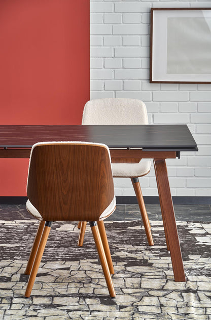 Kitchen Table Lozano | size: Length: 82cm, Width: 200cm, Height: 76cm | color: Marble/Black/Walnut | image: 5 | variant: 1013021