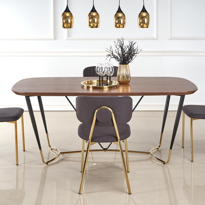 Kitchen Table Manchester | size: Length: 90cm, Width: 180cm, Height: 76cm | color: Black/Walnut | image: 5 | variant: 1011279