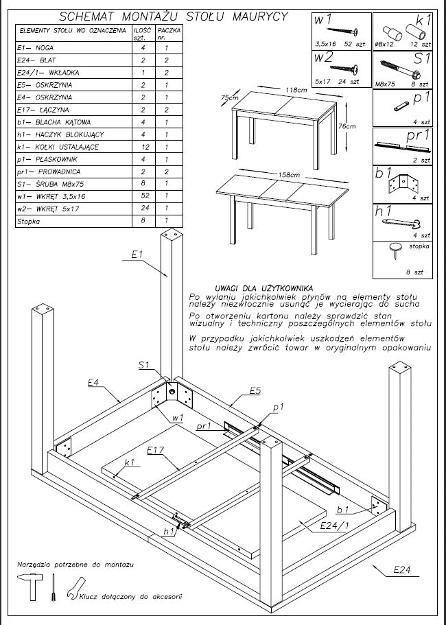 Kitchen Table Maurycy | size: Length: 75cm, Width: 158cm, Height: 76cm | color: Oak | image: 7 | variant: 1006383