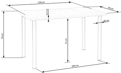 Kitchen Table Modex | size: Length: 60cm, Width: 120cm, Height: 75cm | color: White | image: 5 | variant: 1012002