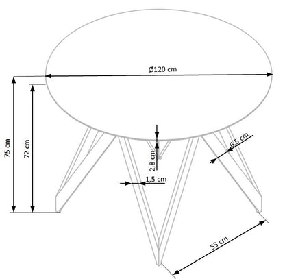 Kitchen Table Mozambik | size: Length: 120cm, Width: 120cm, Height: 75cm, Diameter: 120cm | color: Black/Oak | image: 7 | variant: 1011241