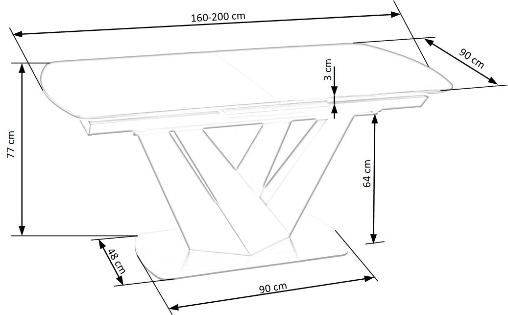 Kitchen Table Patrizio | size: Length: 90cm, Width: 200cm, Height: 77cm | color: Black/Grey | image: 10 | variant: 1012581